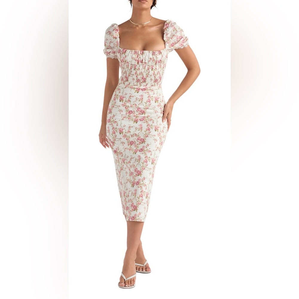House of CB Bellucci Floral Smocked Midi Dress